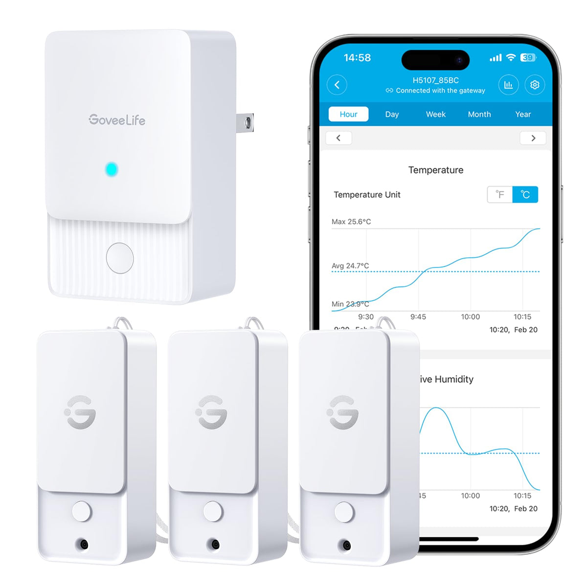 GoveeLife Outdoor Indoor Wi-Fi Gateway Thermo-Hygrometer front view