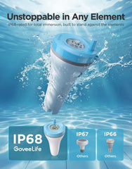 GoveeLife Smart Wireless Pool Thermometer blue model on a pool surface