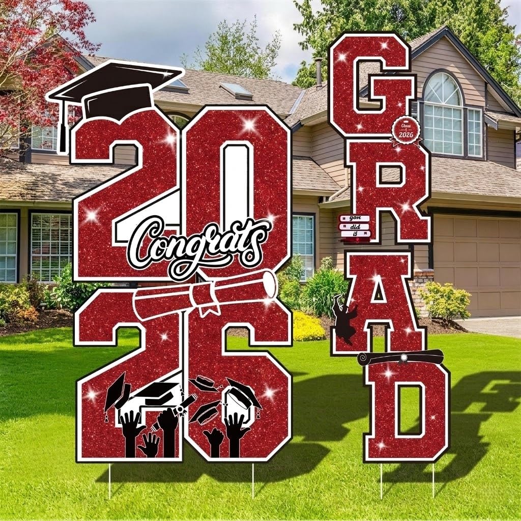 Govpy Graduation Yard Sign Class of 2026 red and black display