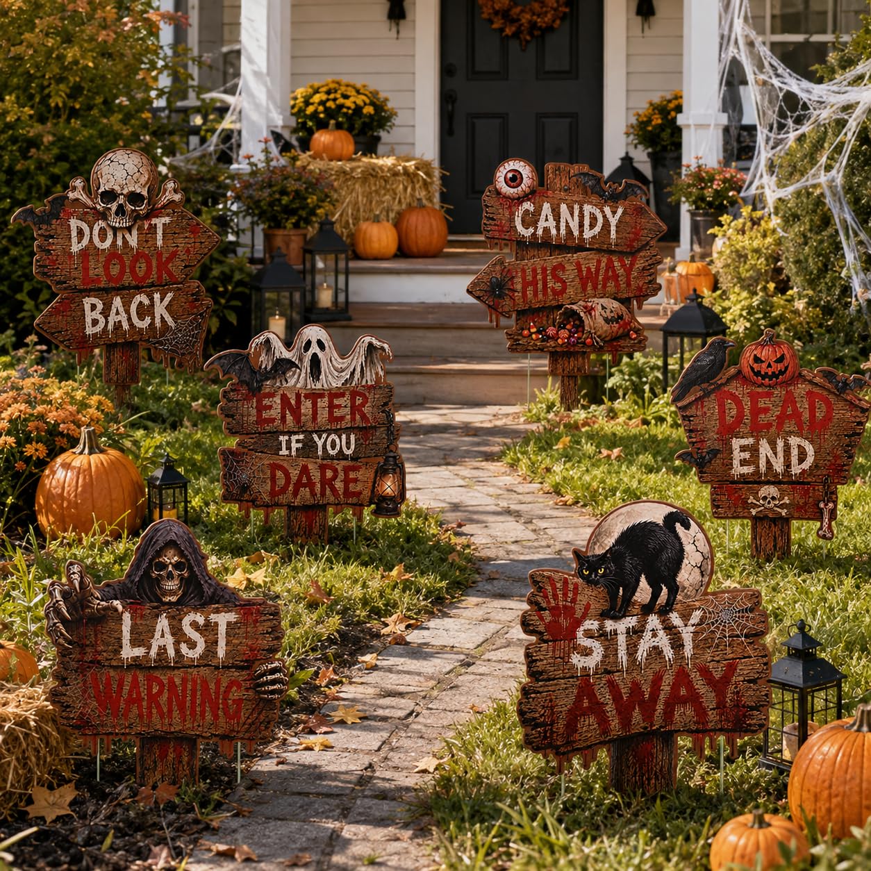 Govpy Halloween yard signs set including skull and ghost designs