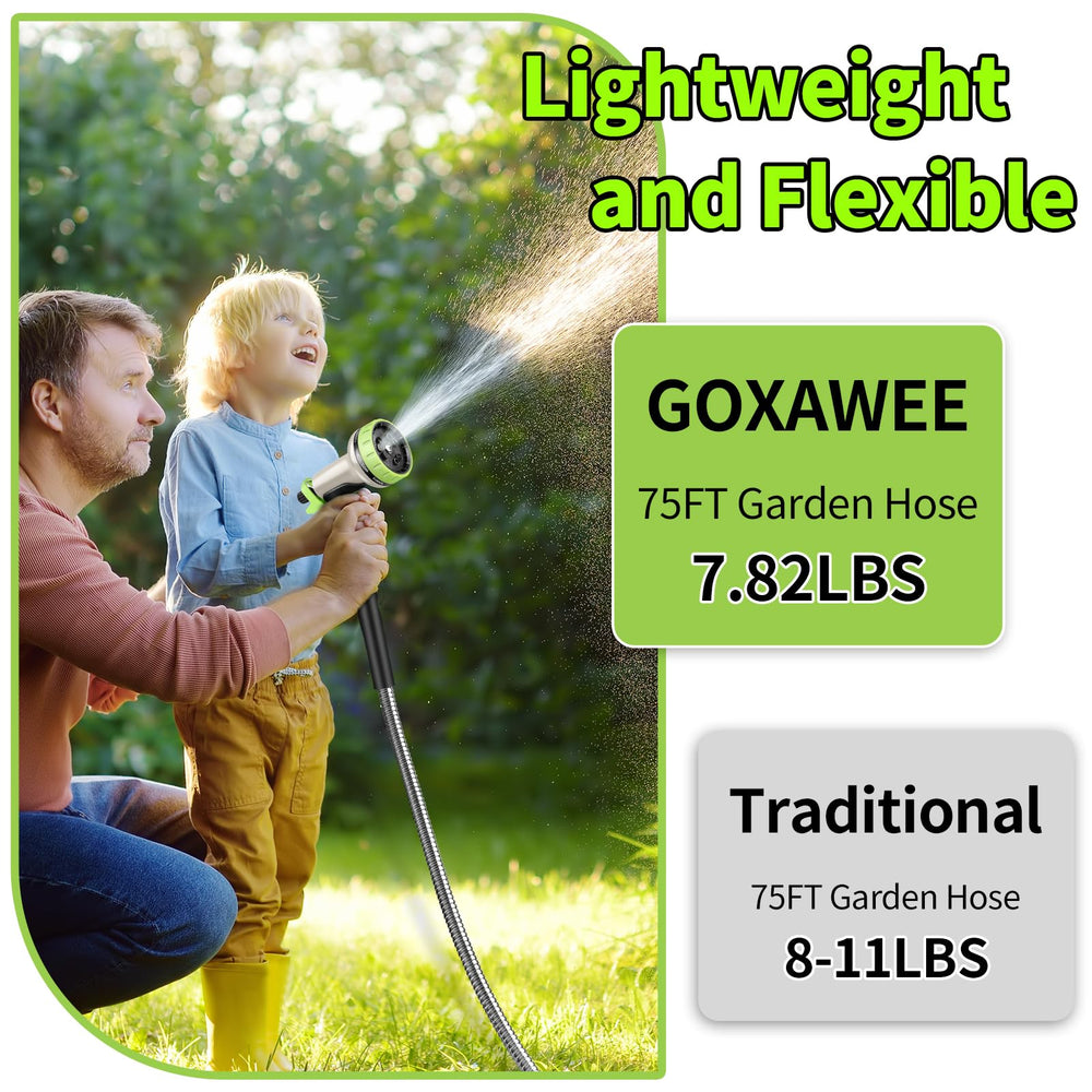 GOXAWEE garden hose in use watering plants in a garden