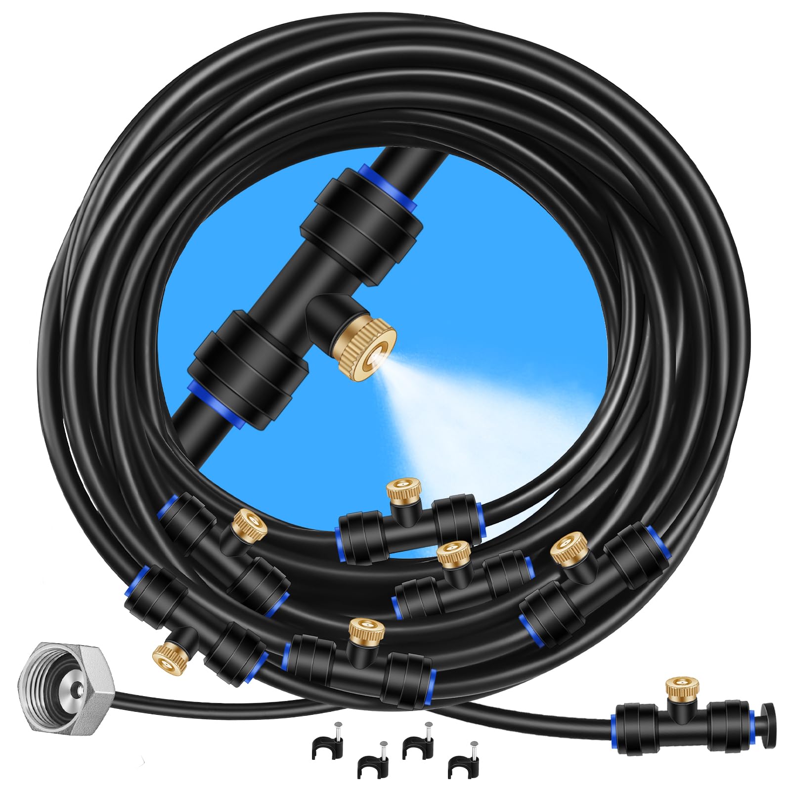 GOXAWEE Misting Cooling System 26FT with 7 brass nozzles