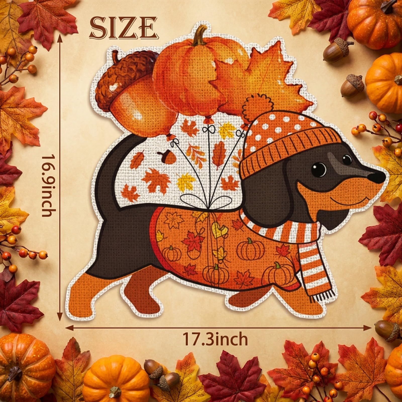 GPGHE Fall Dachshund Garden Flag side view showing double-sided print