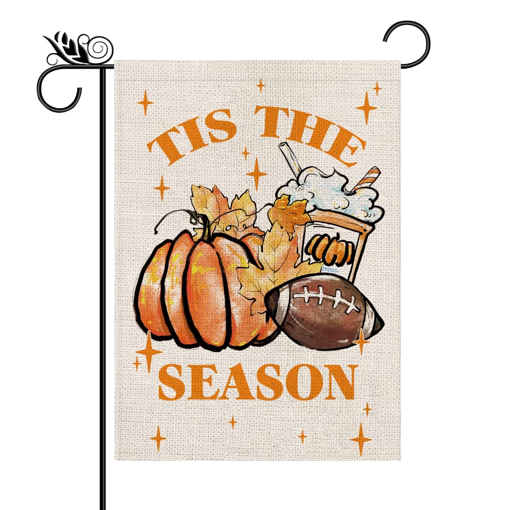 GPGHE Fall Garden Flag featuring pumpkins and leaves, front view