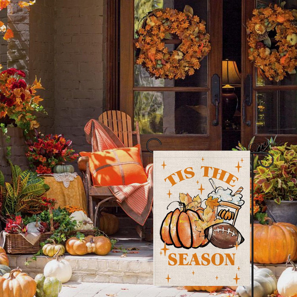 GPGHE Fall Garden Flag in a patio display
