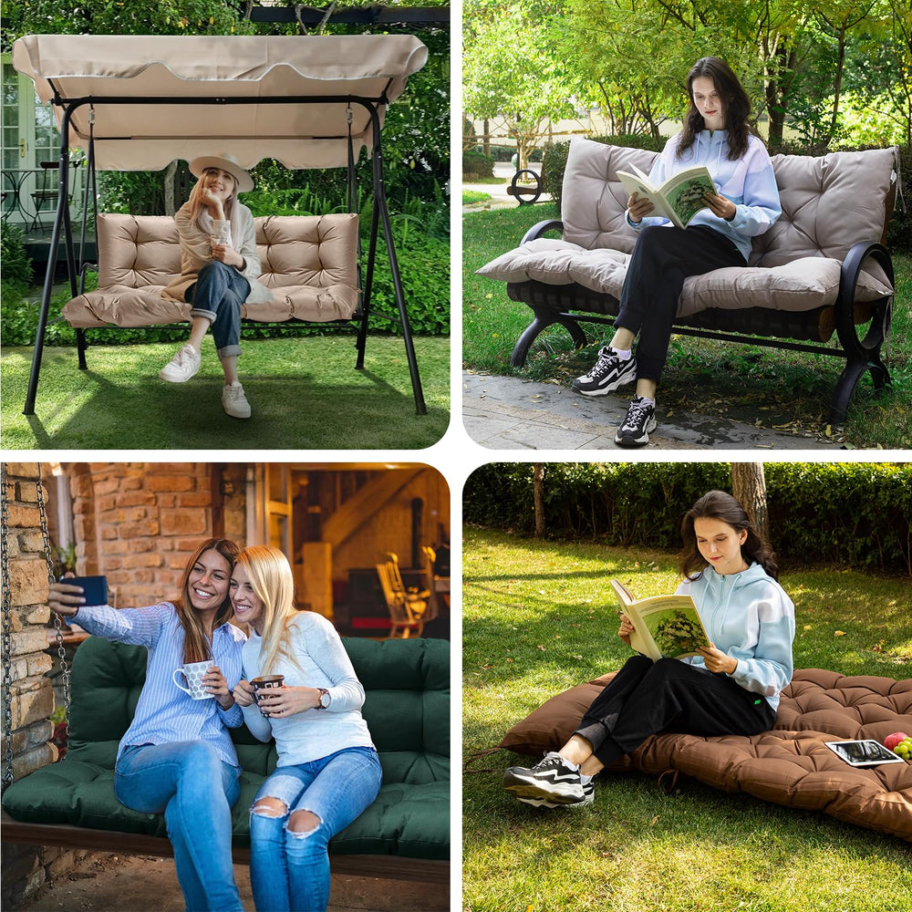 GPQAWER Outdoor Swing Cushion back view on patio bench