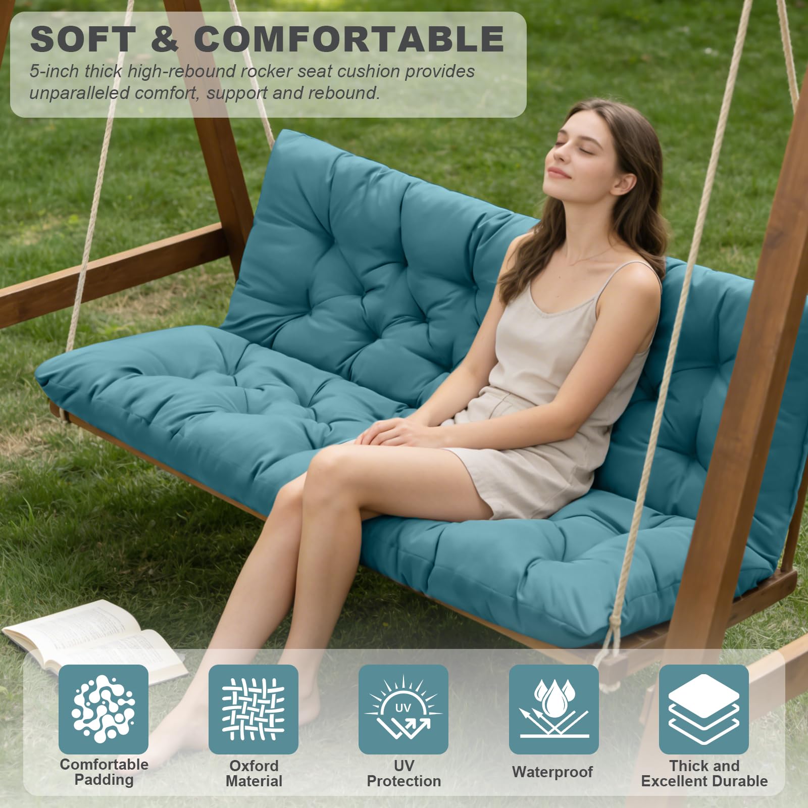GPQAWER Outdoor Swing Cushion detailed view of ties