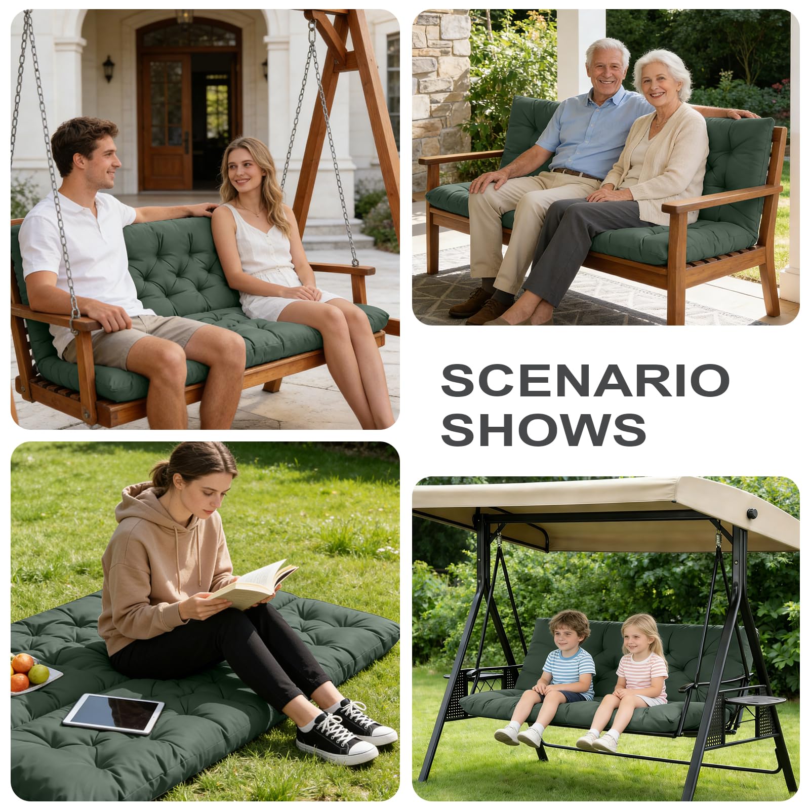 GPQAWER Porch Swing Cushions dark green close-up detail