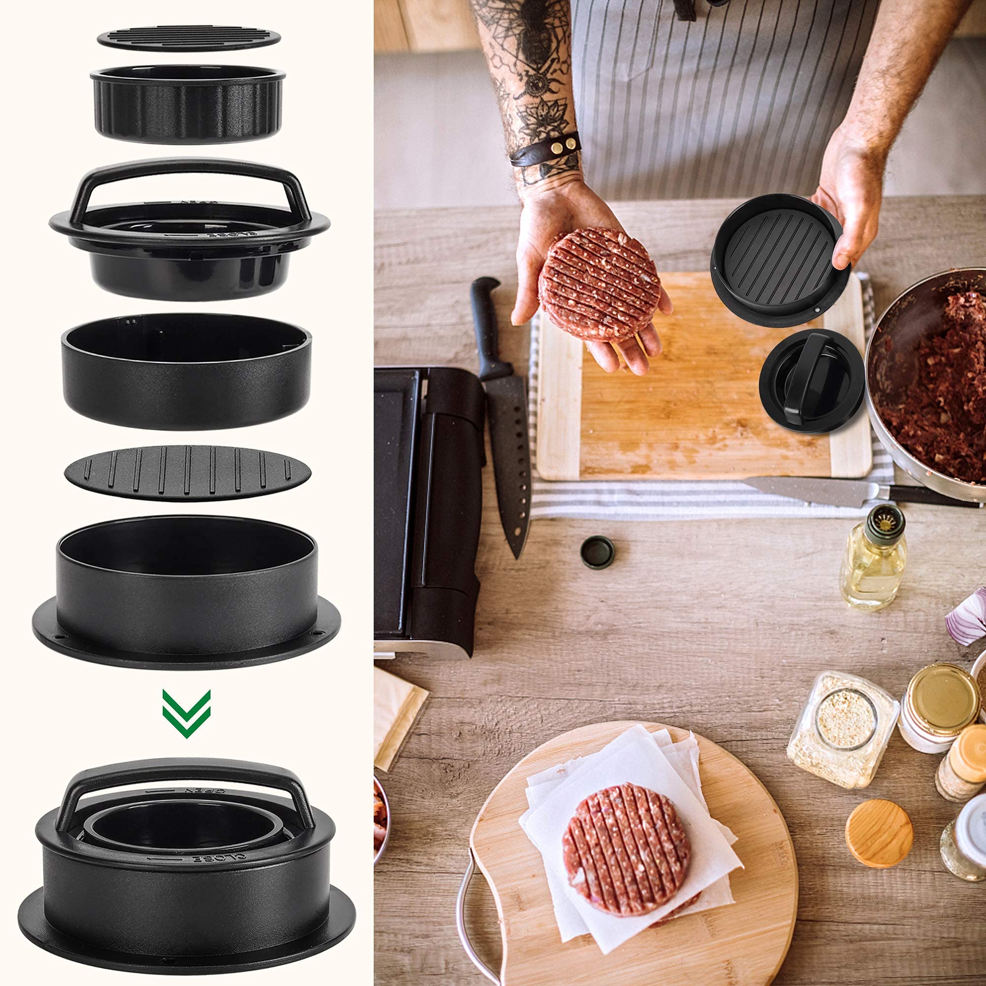 GPYG Burger Press featuring 100 sheets of parchment paper