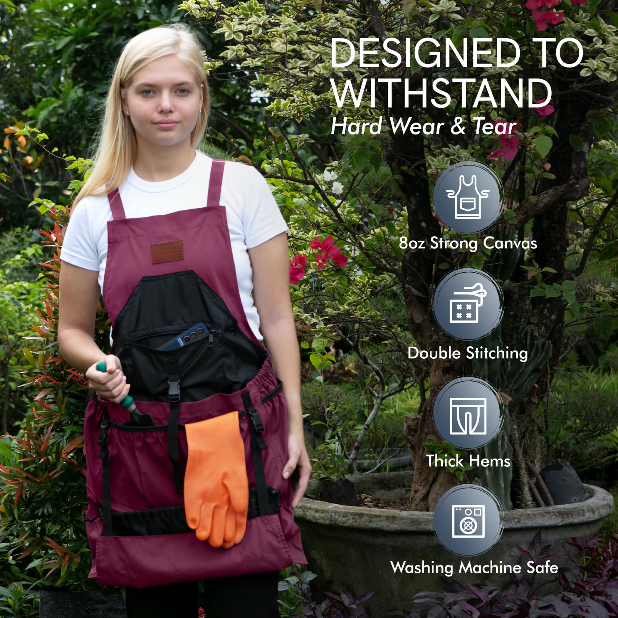 Grace and August Gardening Apron in gift box presentation