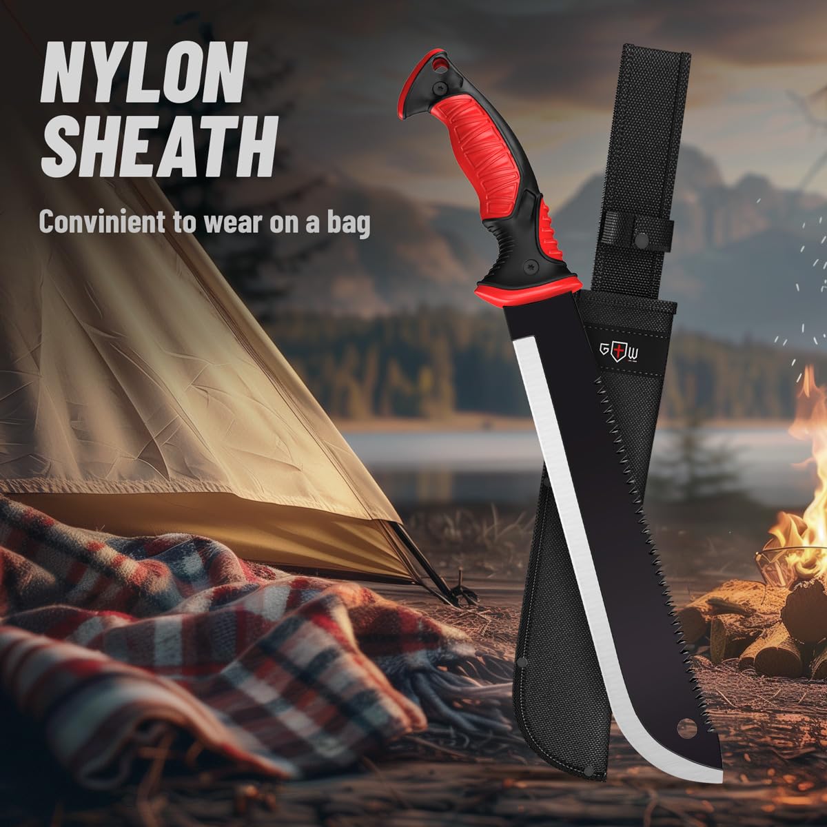 Grand Way Machete in a camping setup