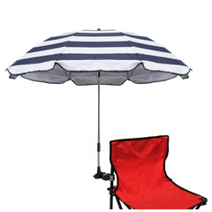 GRANDMEI Beach Chair Umbrella with Dark Blue Stripes, front view