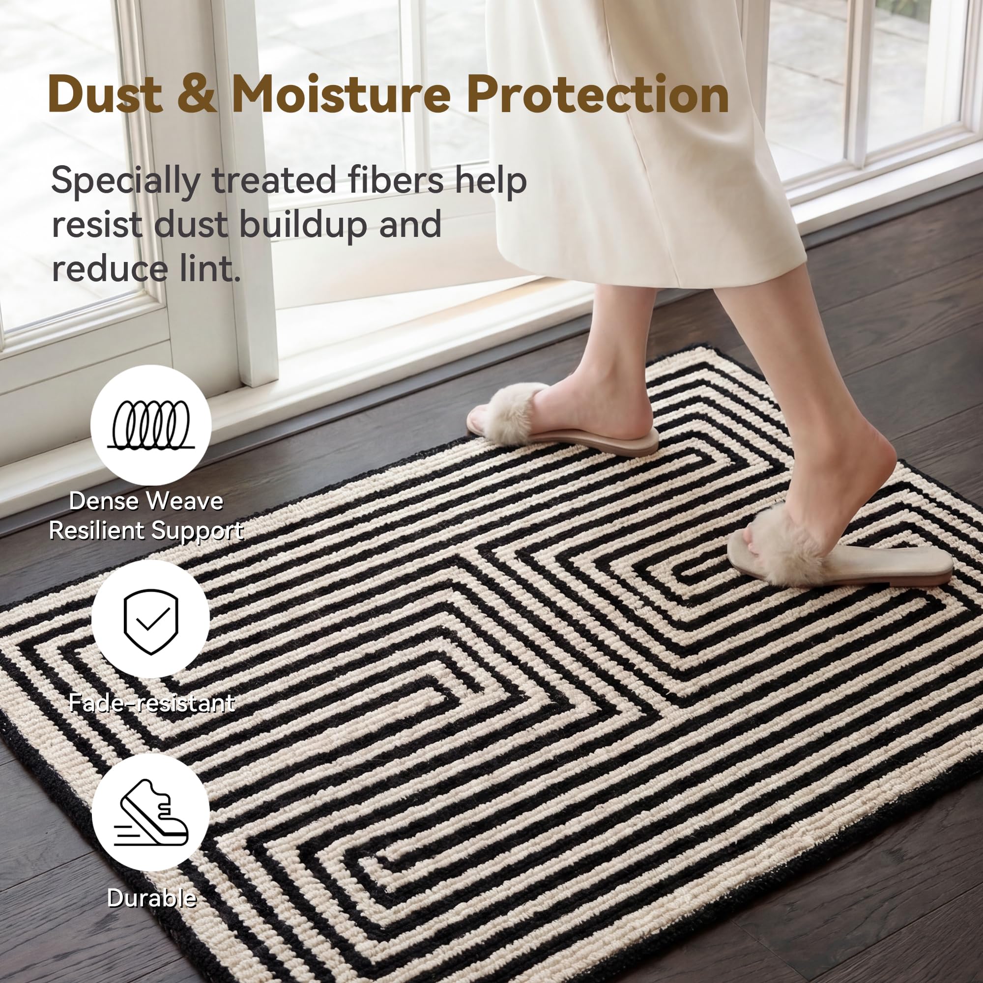 GRANNY SAYS Doormat close-up of khaki-wavy stripes