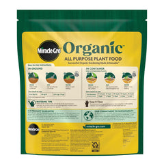 Granules of Miracle-Gro Organic All Purpose Plant Food on a surface