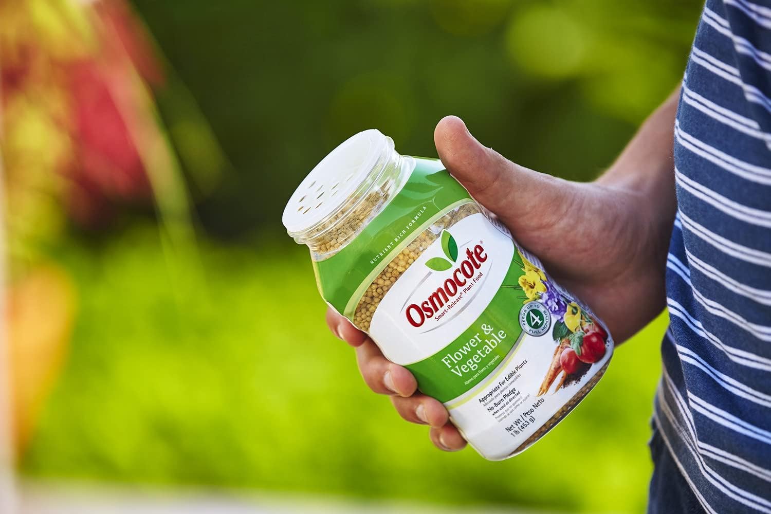 Granules of Osmocote Plant Food on soil