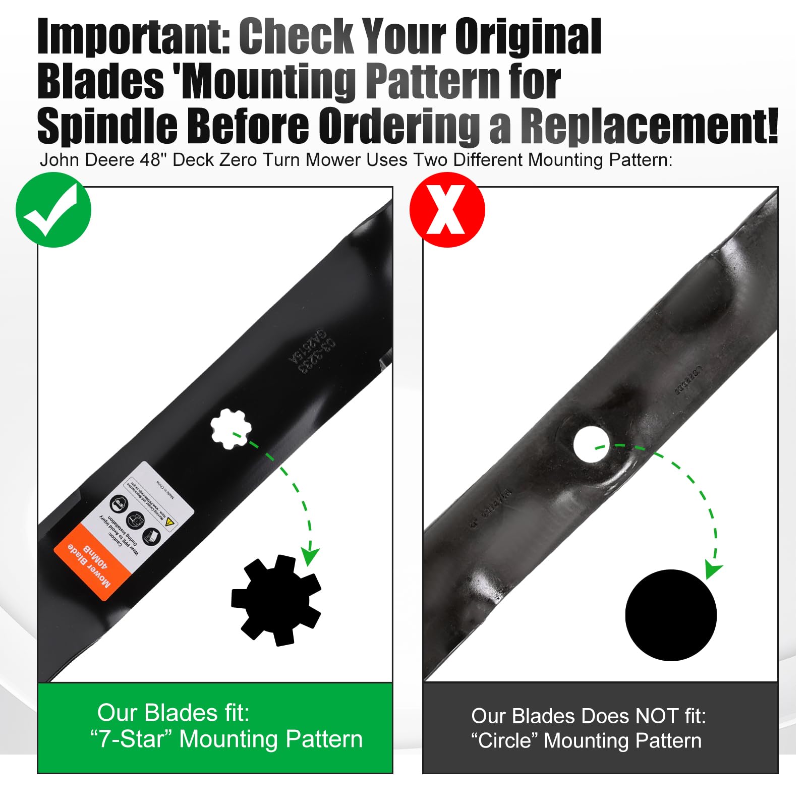 Grasscool D140 mower mulching blade packaging with specifications