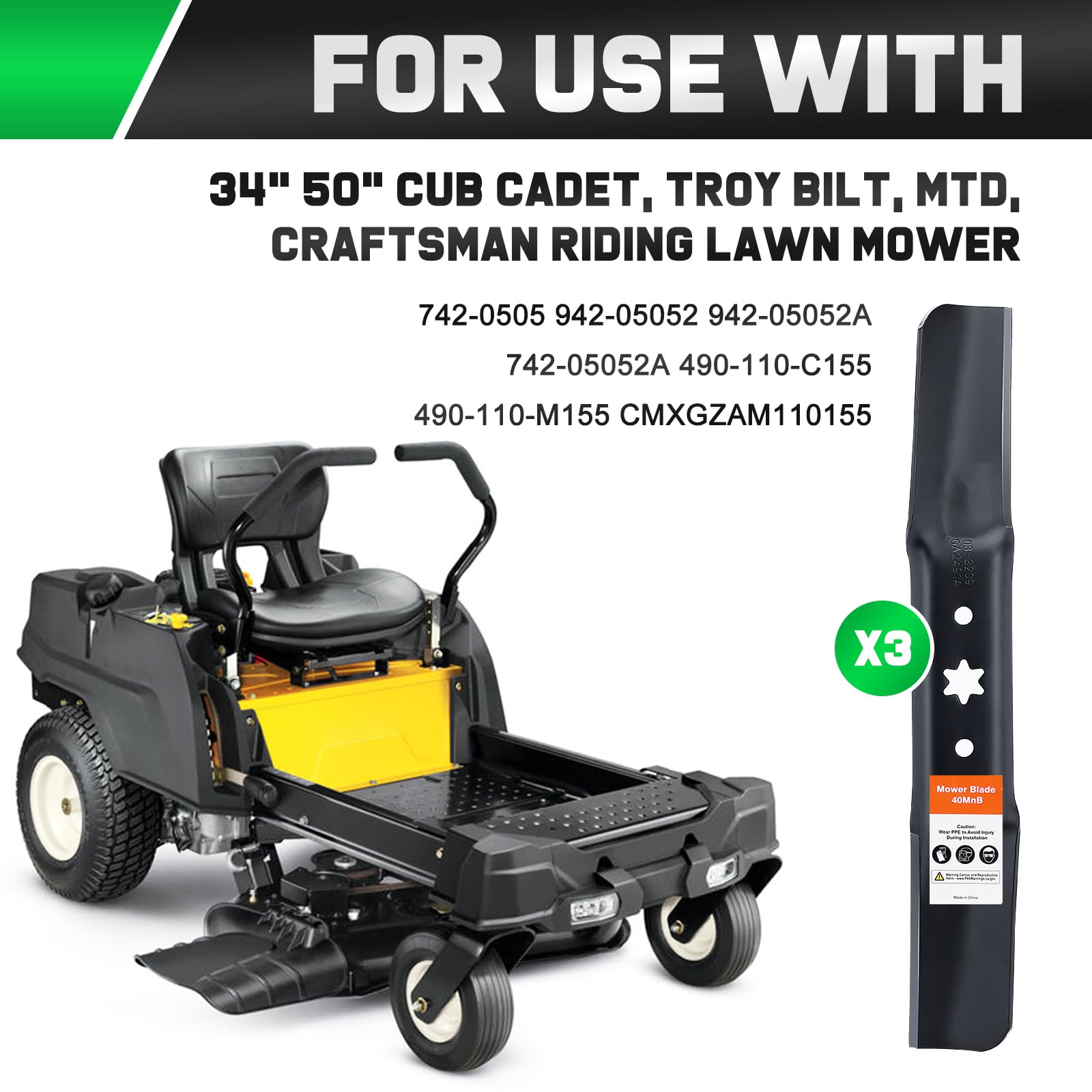 Grasscool mower blade length and thickness details