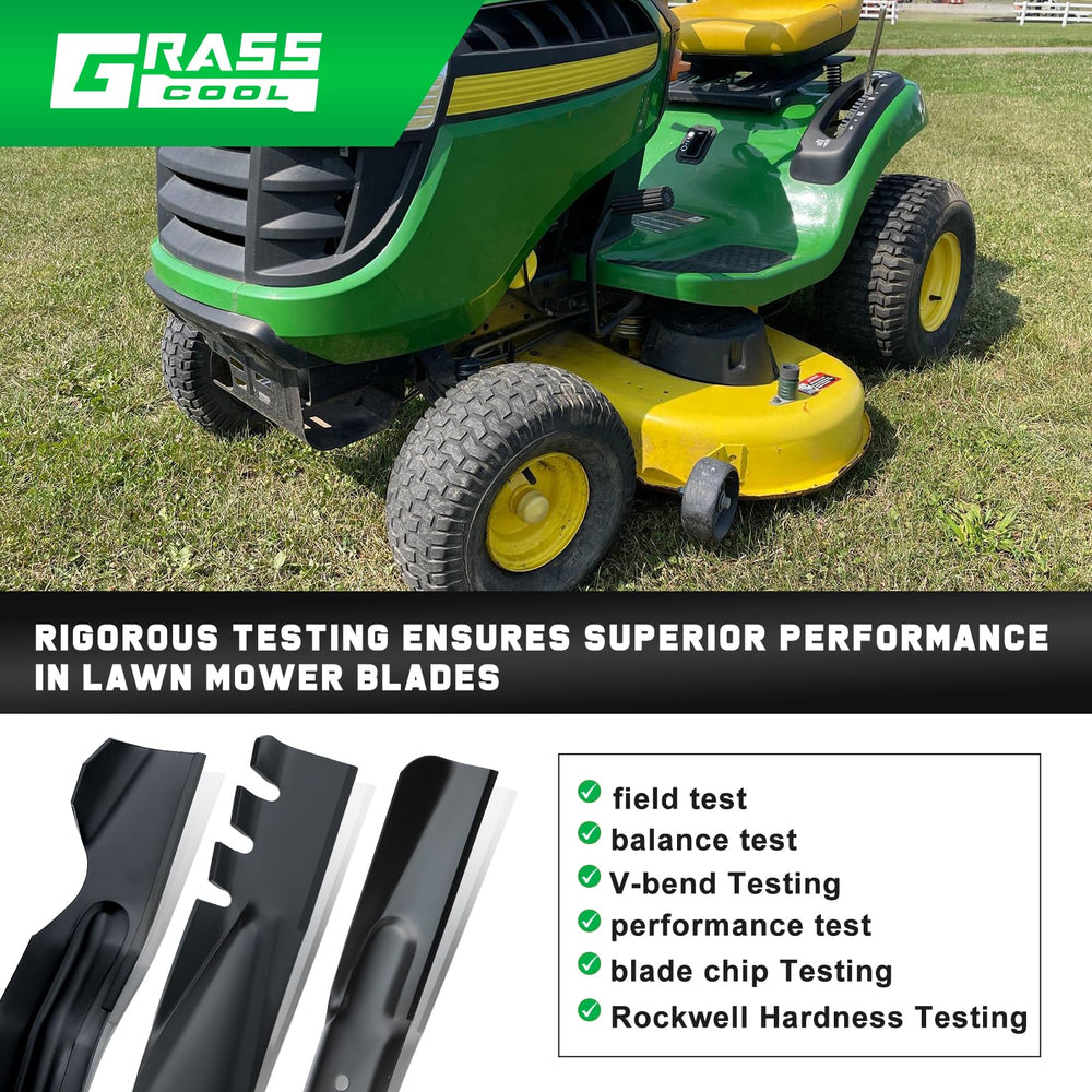 Grasscool mower blades showing compatibility list
