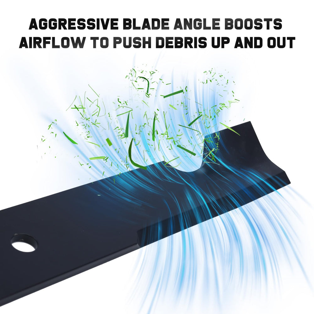 Grasscool mower blades showing high-lift design