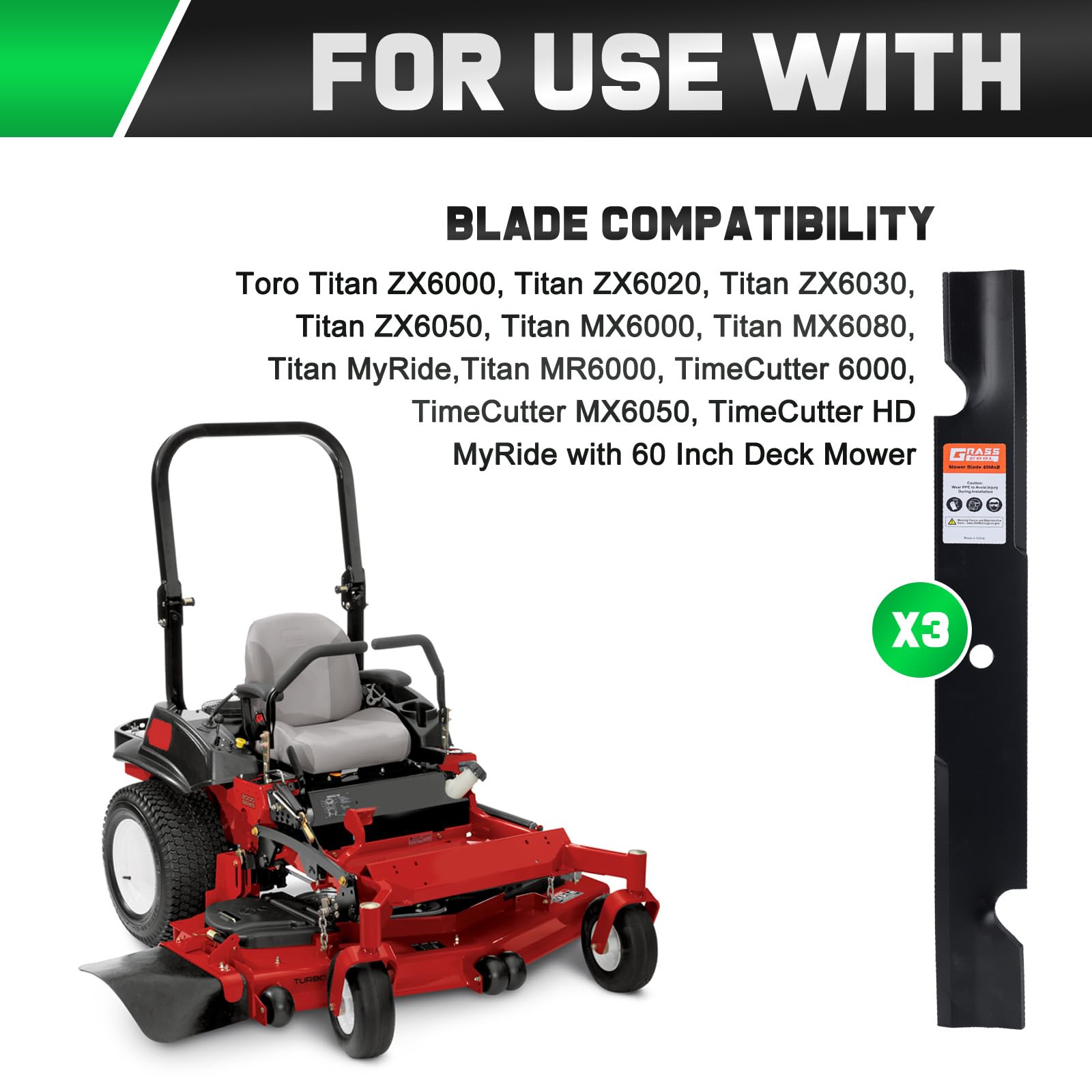 Grasscool mower blades side view showing blade design