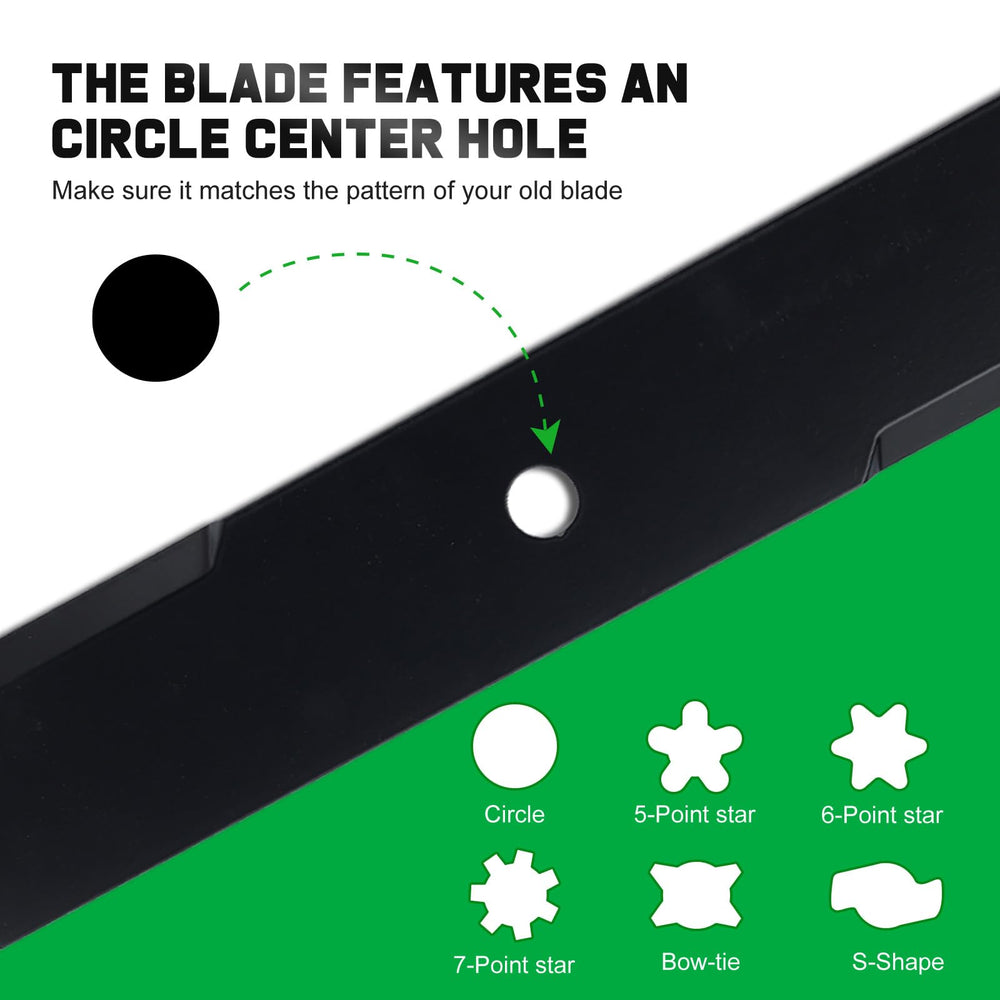 Grasscool mower blades with measurements labeled