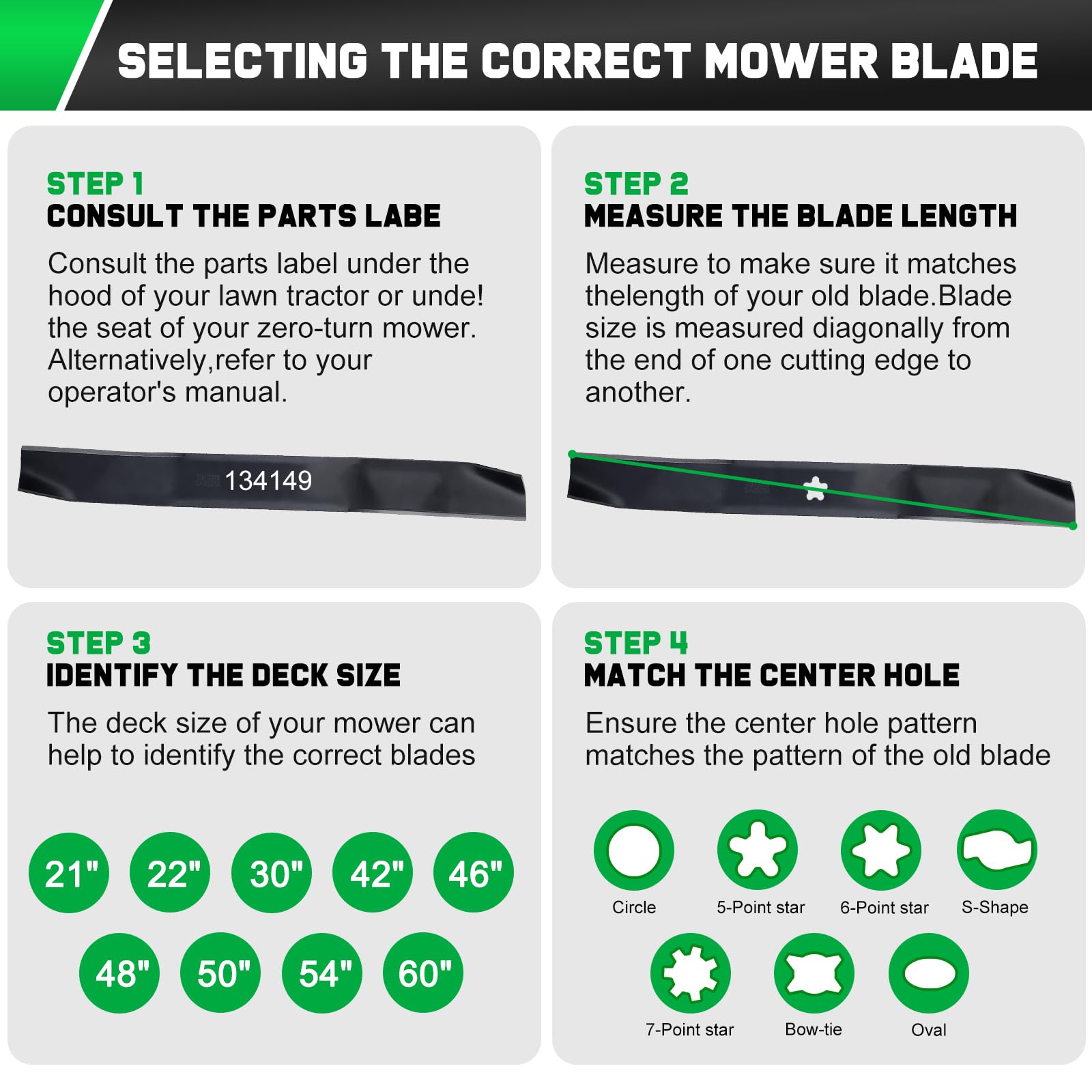 Grasscool mulching blade showing 5-point star mounting pattern
