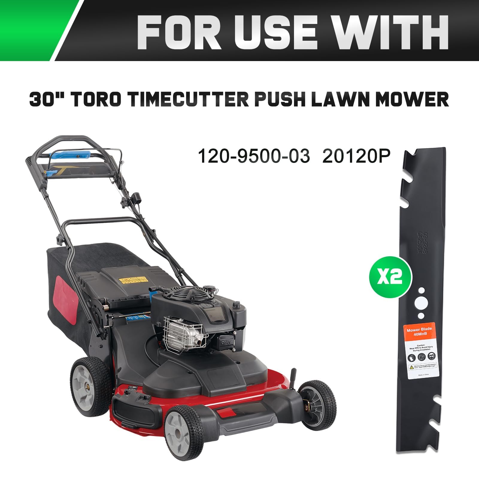 Grasscool Timemaster 30" mower blades installed on lawn mower