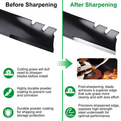 Grasscool Timemaster mulching blade close-up showing toothed edge