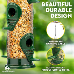 Gray Bunny Squirrel Proof Bird Feeder showing clear seed compartment