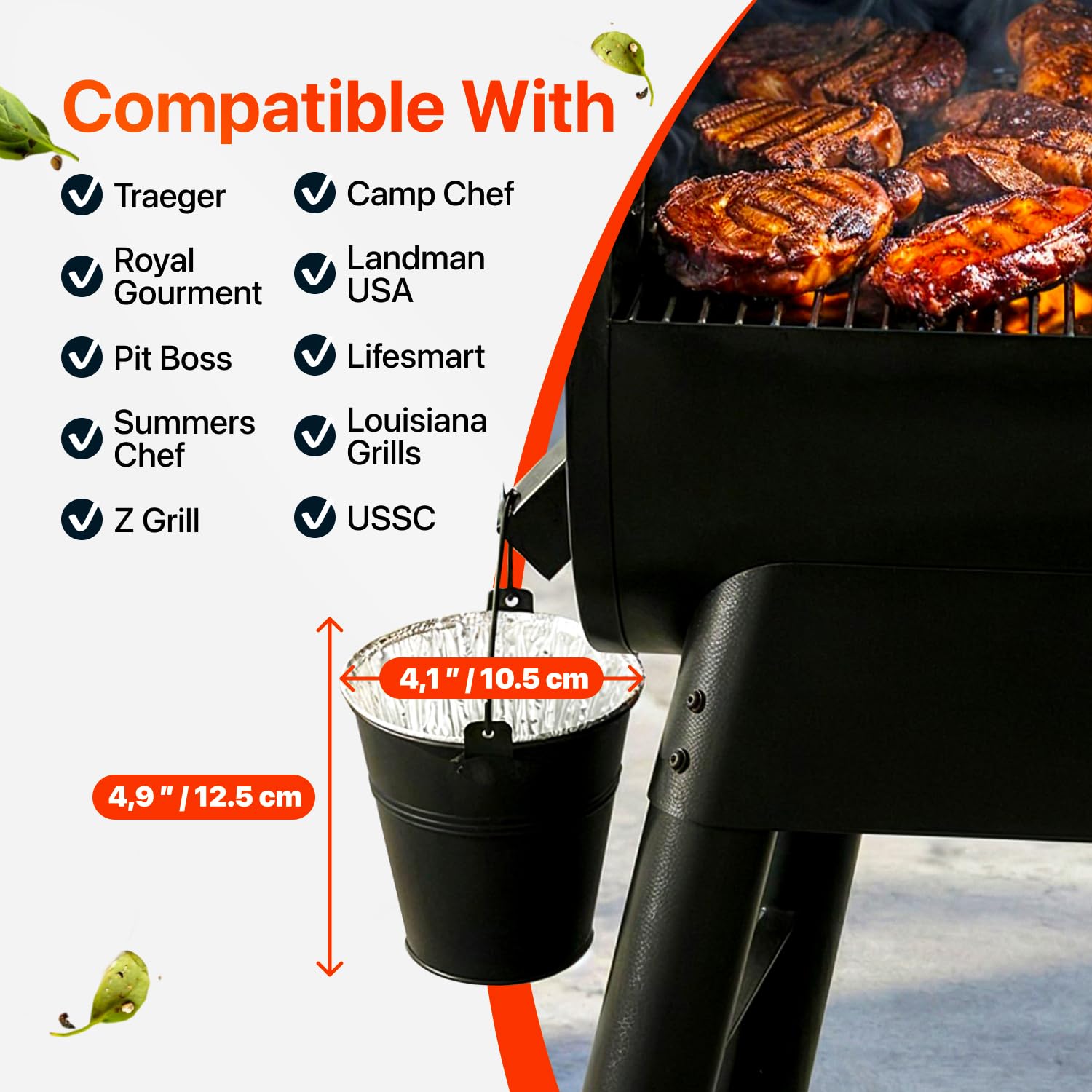 Grease bucket in outdoor grilling setup