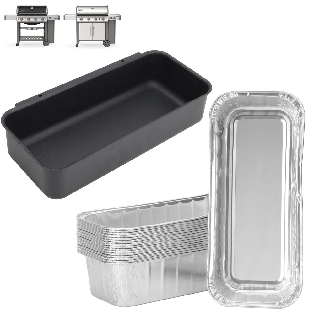 Grease tray setup with aluminum liners in action
