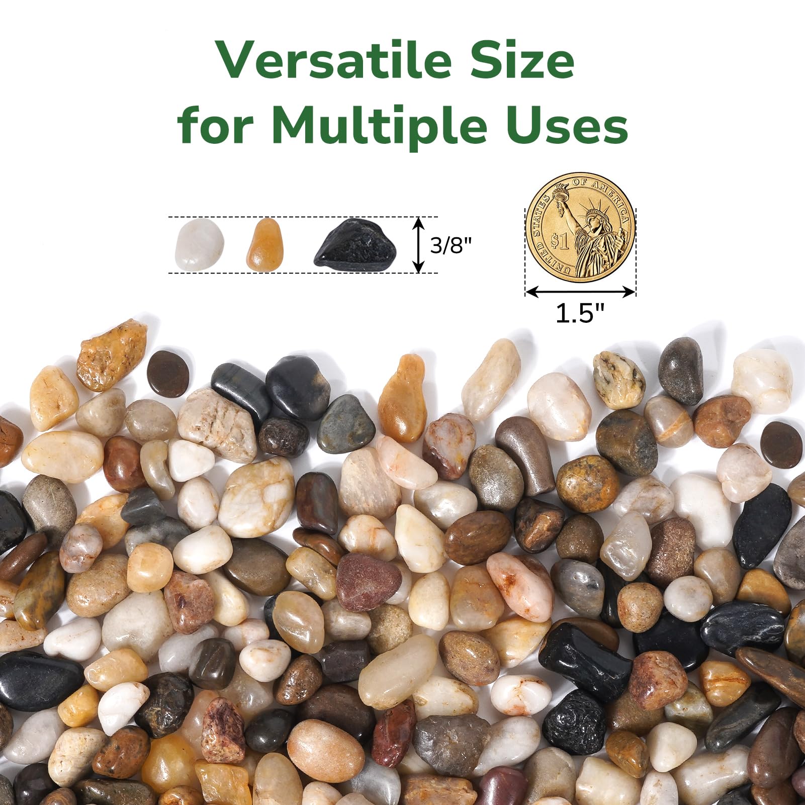 GreatBuddy 10lb Mixed Color Pebbles in a decorative setting