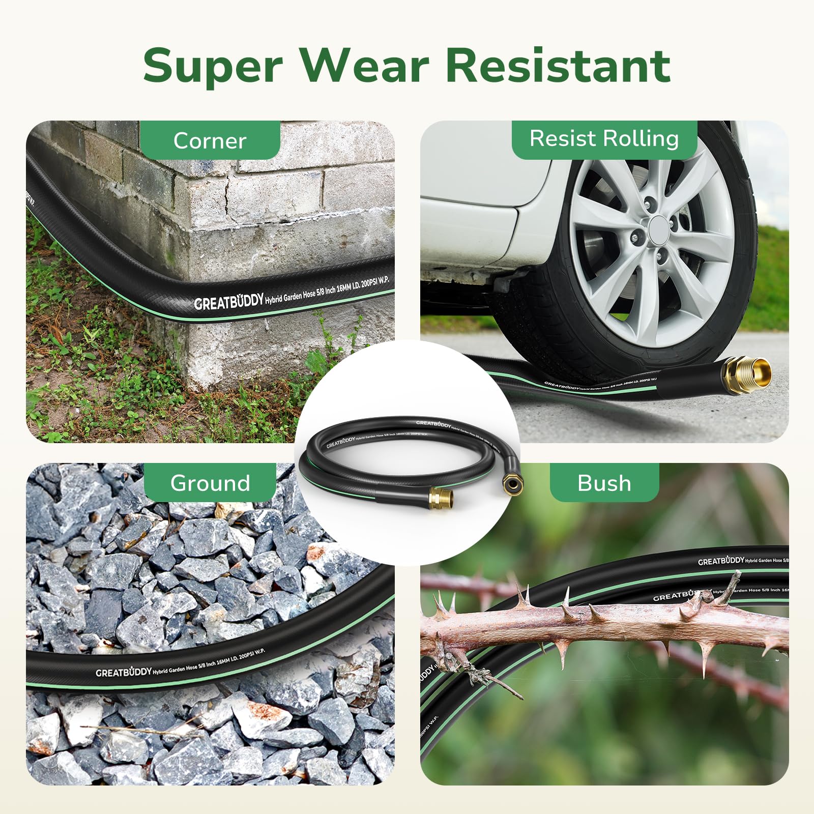 GreatBuddy Garden Hose 5ft against a garden backdrop