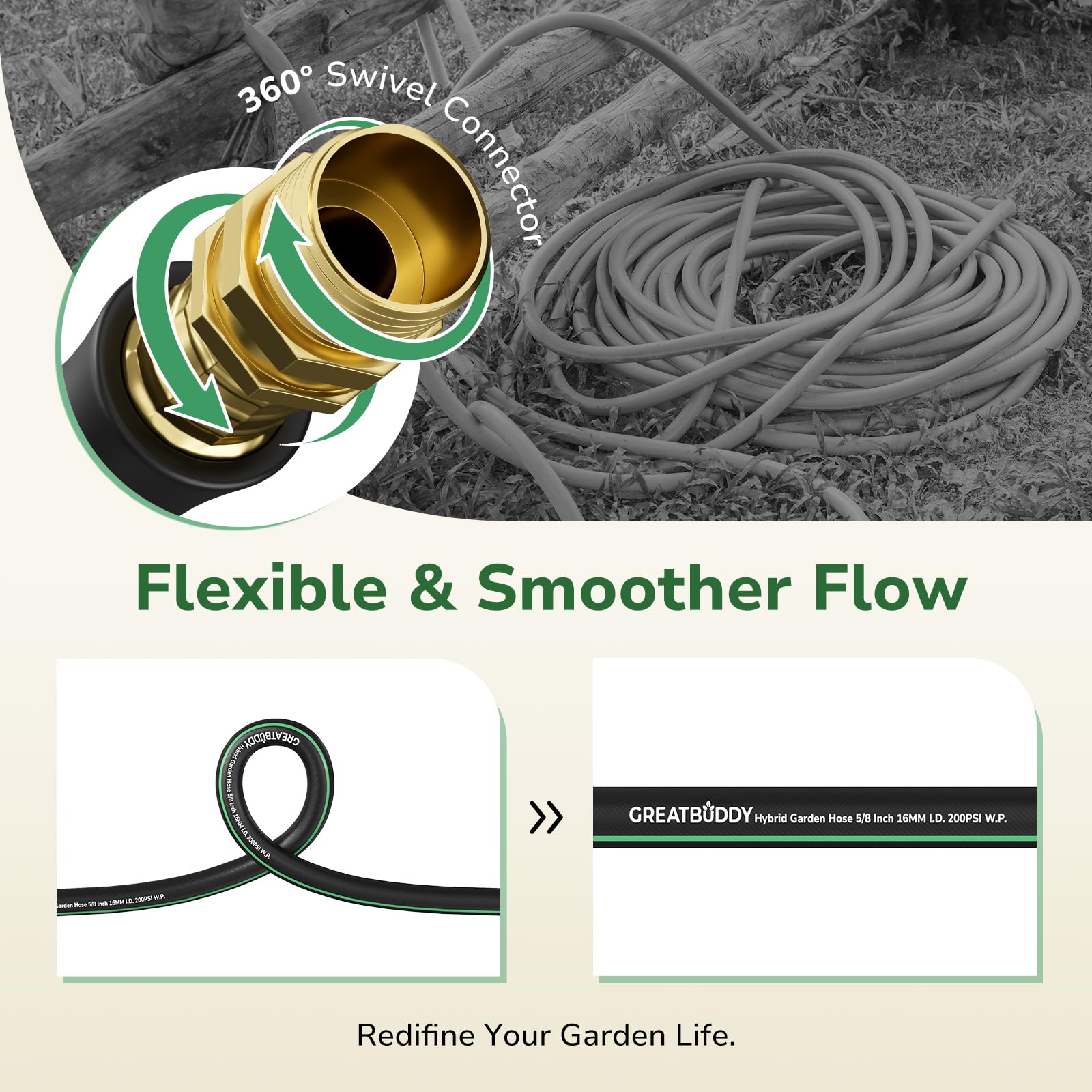 GreatBuddy Garden Hose 5ft coiled for easy storage
