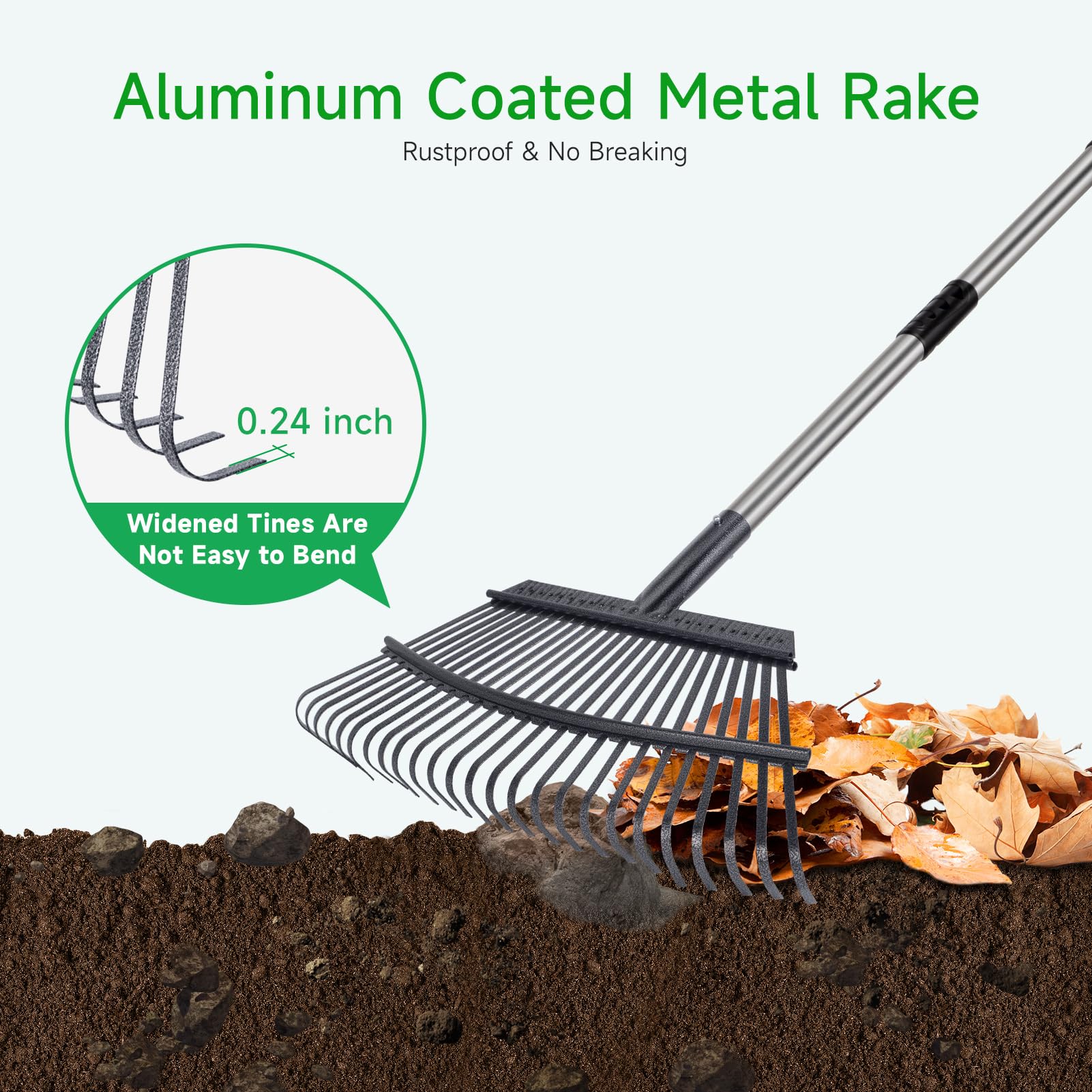 GreatBuddy Leaf Rake in use for leaf cleanup