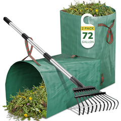 GreatBuddy Leaf Rake with adjustable handle and 11 tines