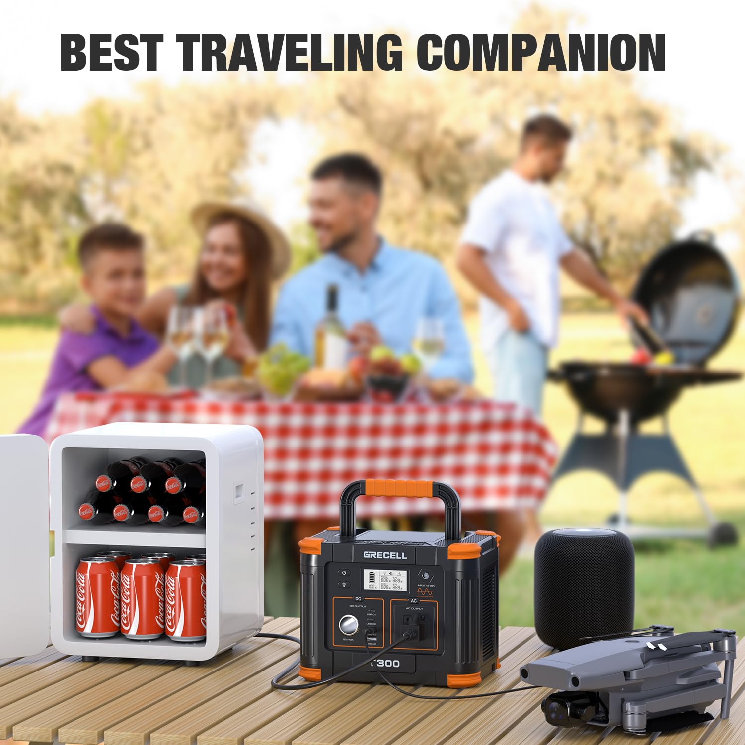 GRECELL Portable Power Station 330W LED flashlight mode
