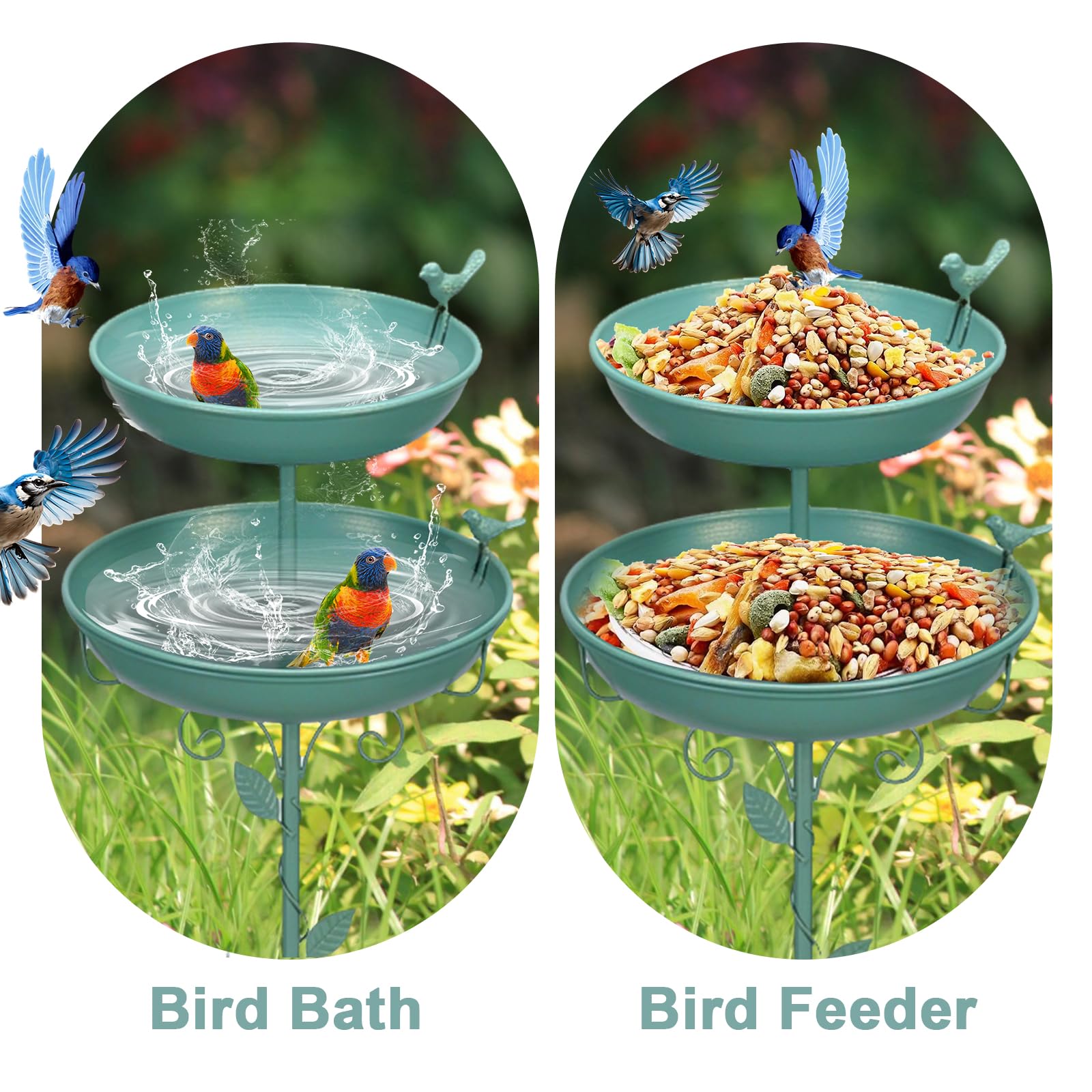 GRECOMEIN Metal Bird Bath Blue-B colour detail