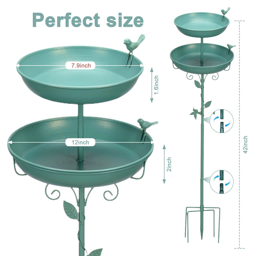 GRECOMEIN Metal Bird Bath in garden setting with birds