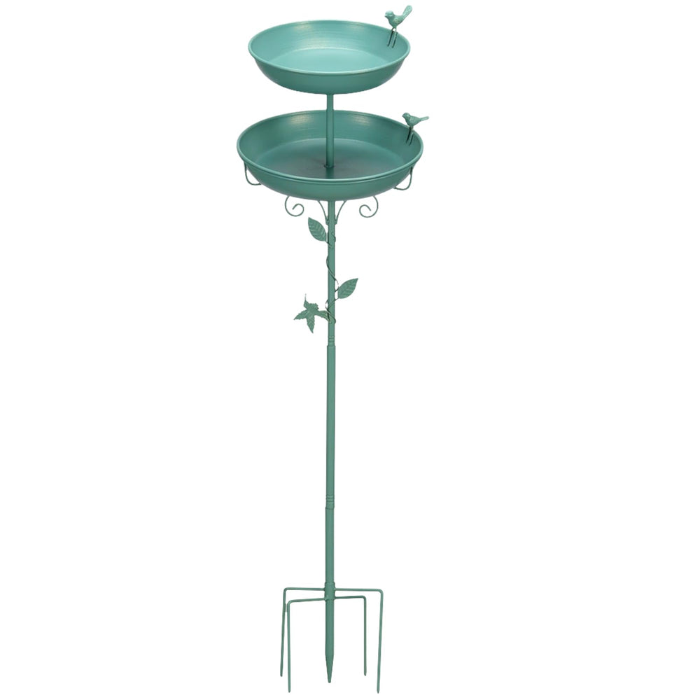 GRECOMEIN Metal Bird Bath side view showcasing the stand
