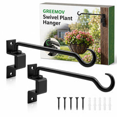 Greemov 16 inch swivel plant hanger black iron front view