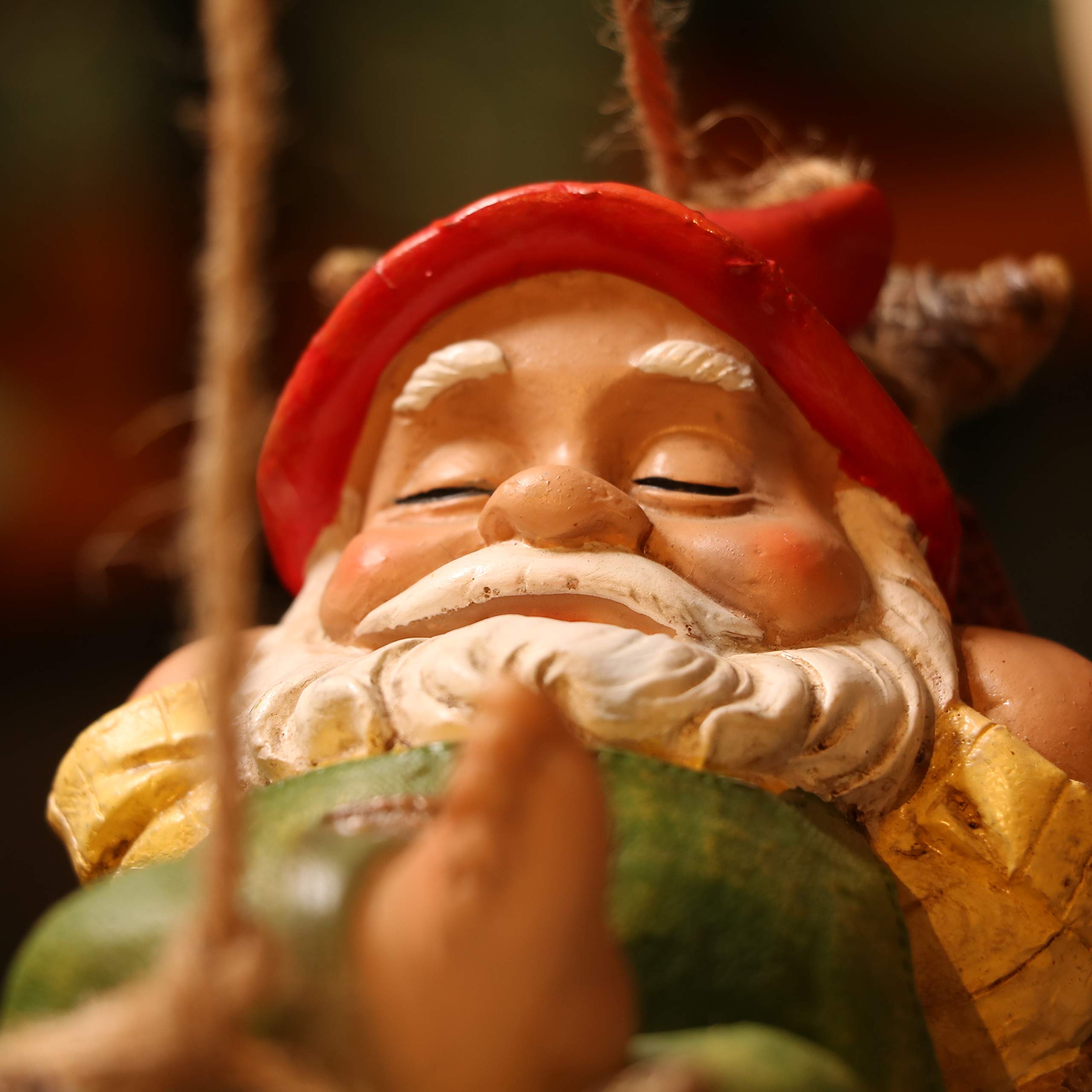 Green Gnome with thick cotton rope for hanging