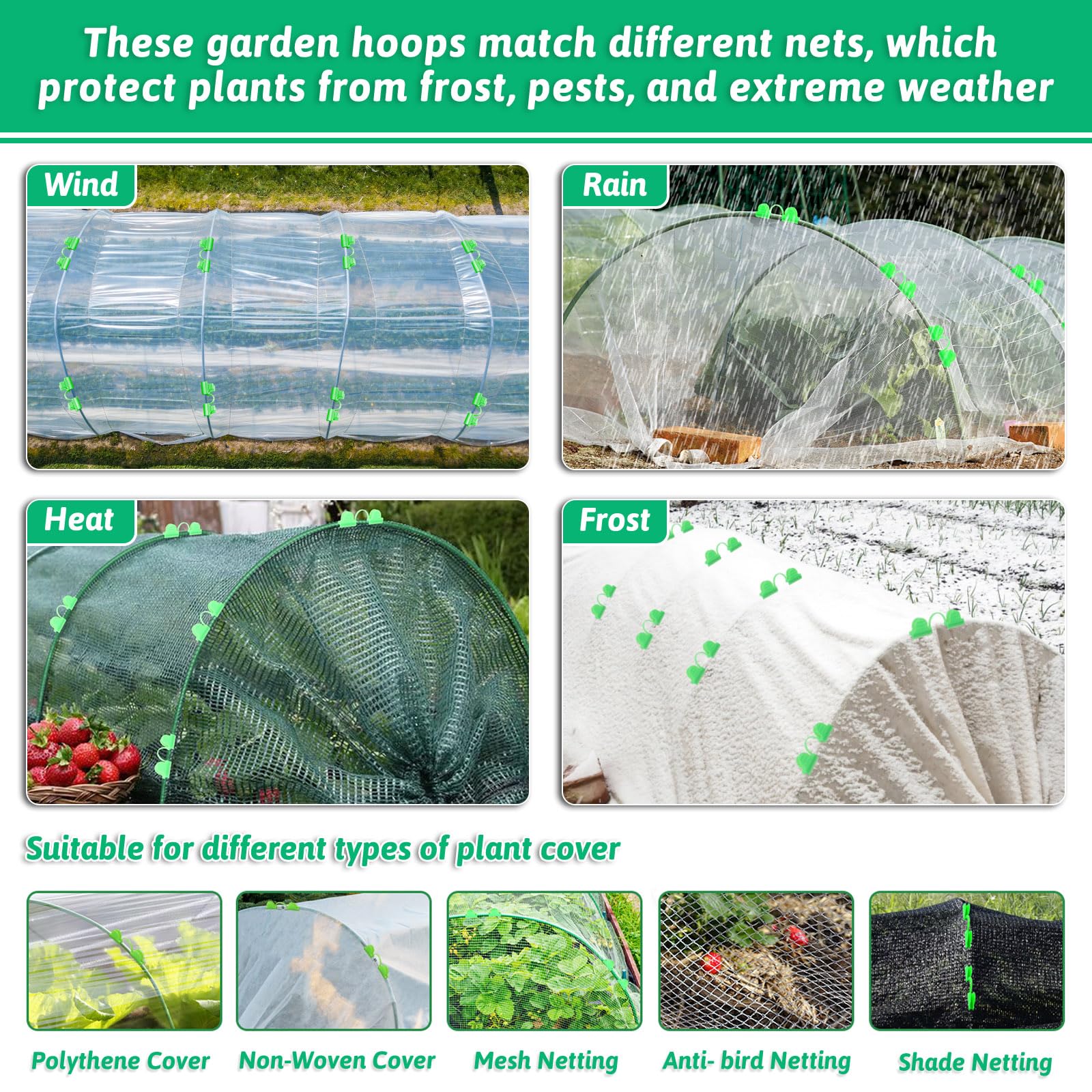 Green LifeisLuck garden hoops with connectors