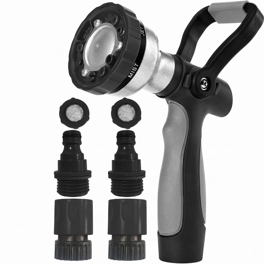 GREEN MOUNT Garden Hose Nozzle front view, black-grey