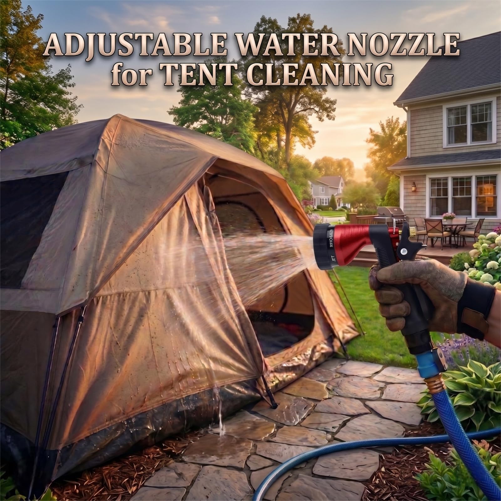 GREEN MOUNT Water Hose Nozzle Red ergonomic grip