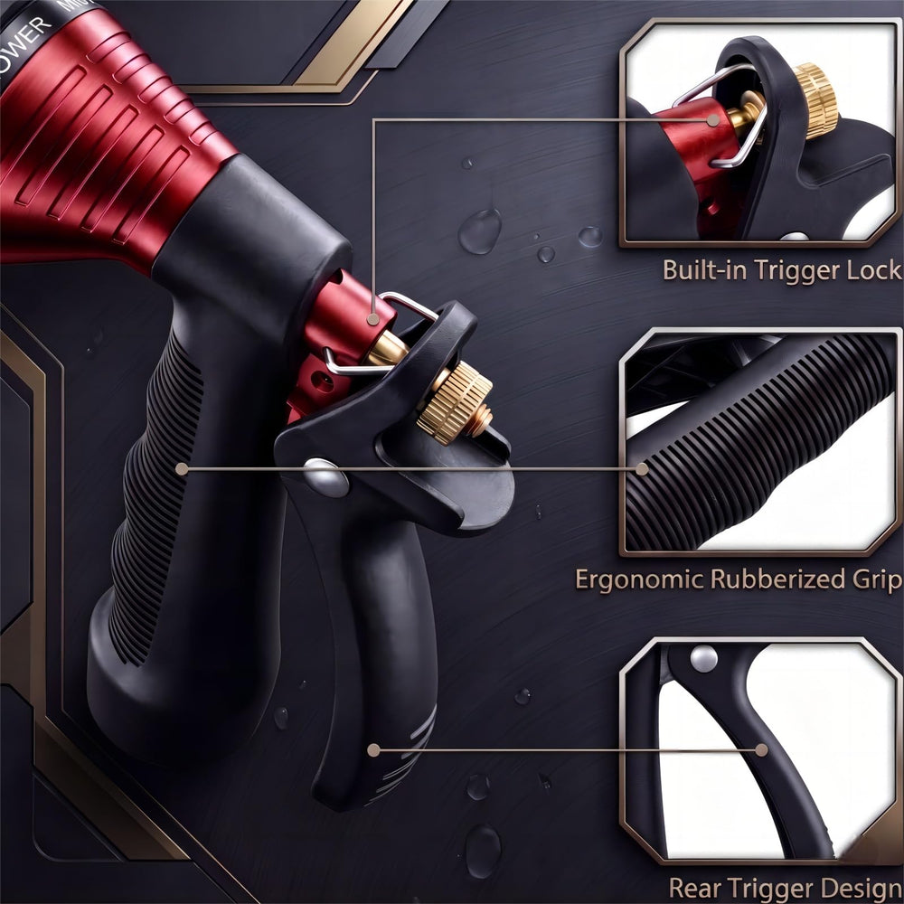 GREEN MOUNT Water Hose Nozzle Red in use watering plants