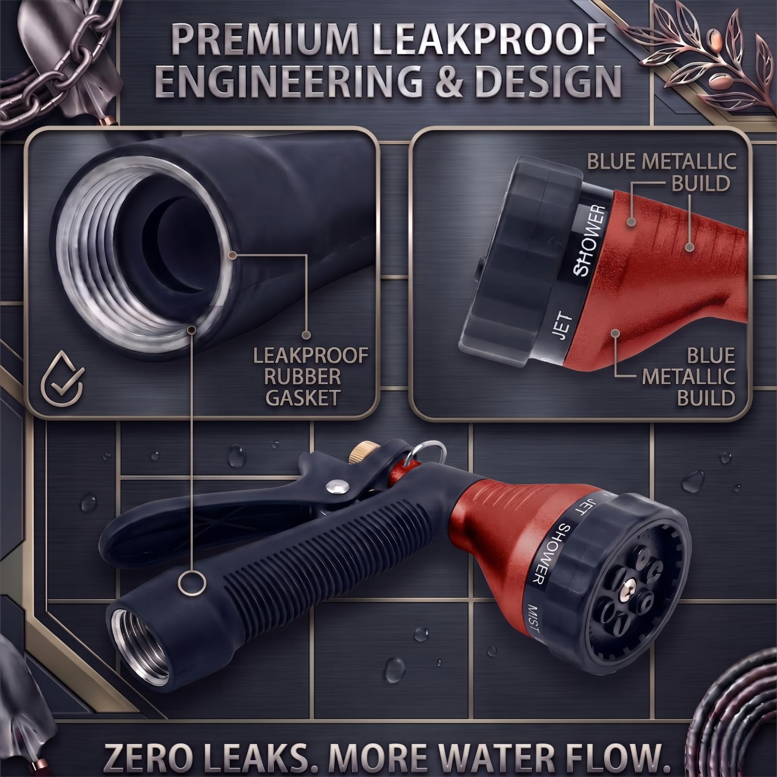 GREEN MOUNT Water Hose Nozzle Red packaging display