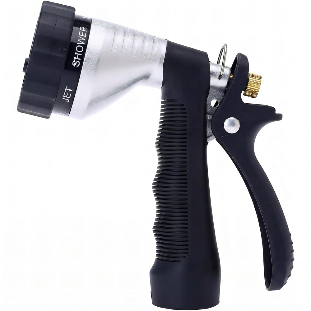 GREEN MOUNT Water Hose Nozzle side view in silver