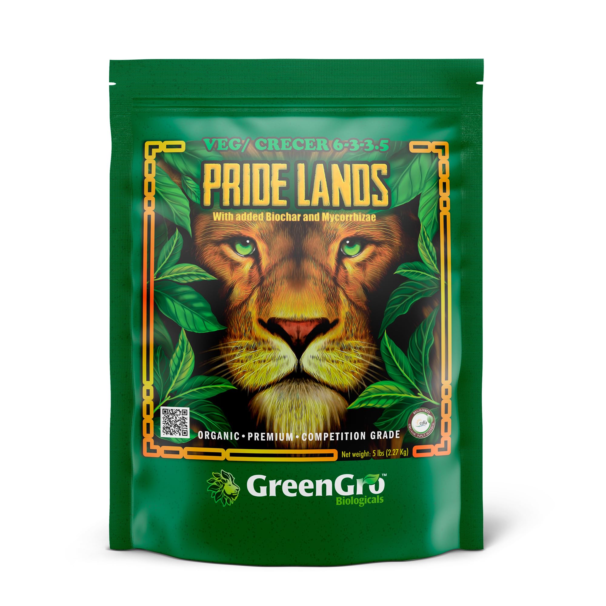 GreenGro Pride Lands Veg 5 lb organic fertilizer packaging front view
