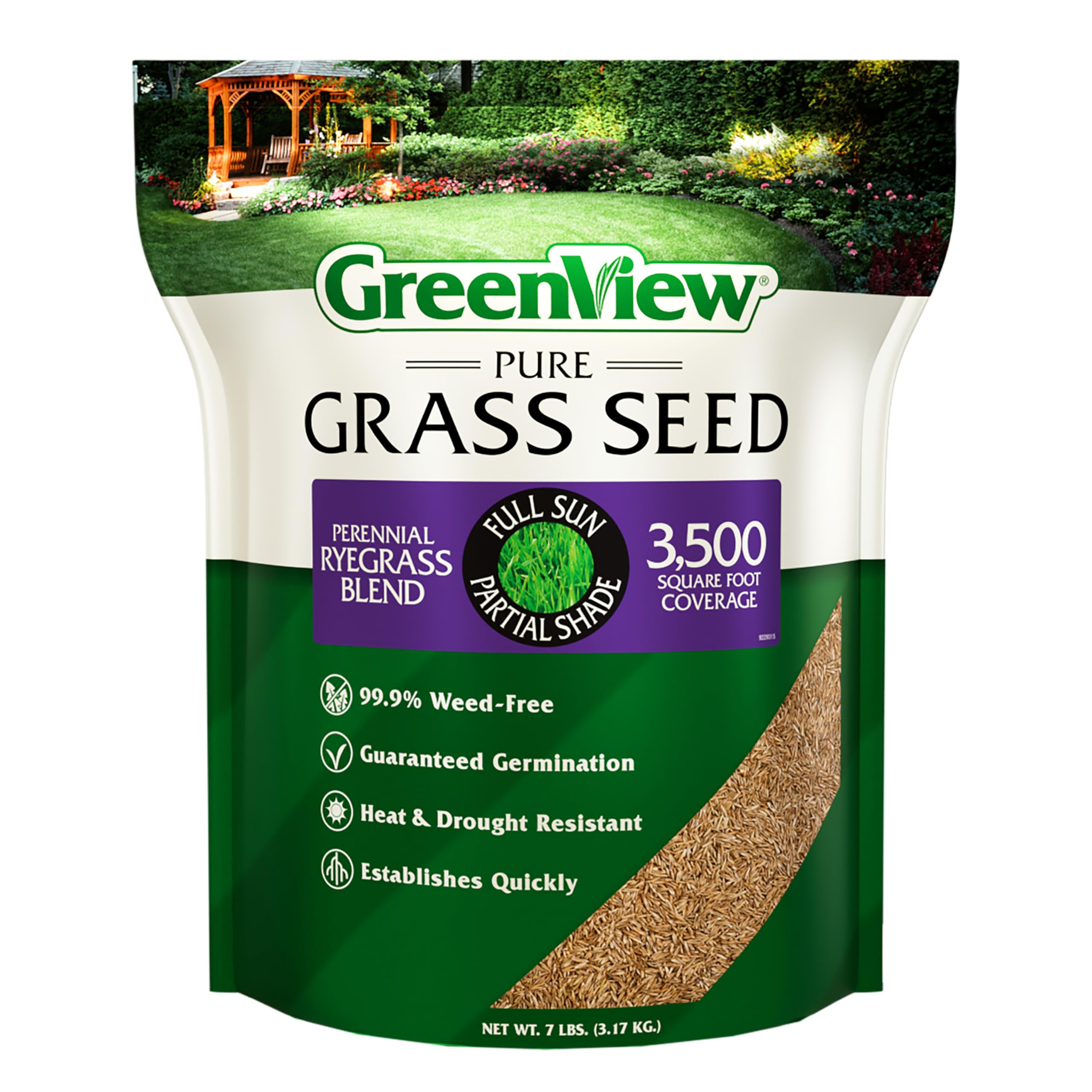 GreenView Pure Grass Seed Perennial Ryegrass Blend 7 lb bag front view